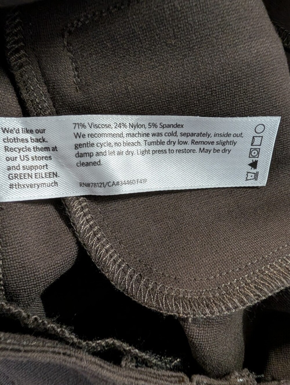 nwt EILEEN FISHER milano viscose knit straight trousers M - Picture 7 of 7